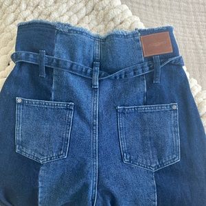 Zara Denim high rise two tone tie jeans NWT